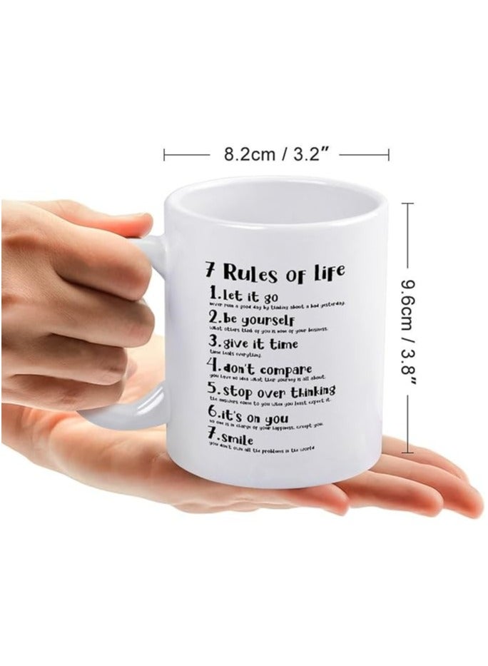 كوب قهوة - كوب شاي - 7 قواعد للحياة - كوب إبداعي - 11 أونصة - هدية رائعة لأصدقائك وزملائك! - Image 1