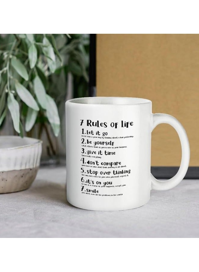 كوب قهوة - كوب شاي - 7 قواعد للحياة - كوب إبداعي - 11 أونصة - هدية رائعة لأصدقائك وزملائك! - Image 3