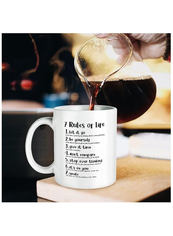 كوب قهوة - كوب شاي - 7 قواعد للحياة - كوب إبداعي - 11 أونصة - هدية رائعة لأصدقائك وزملائك! - Image 2