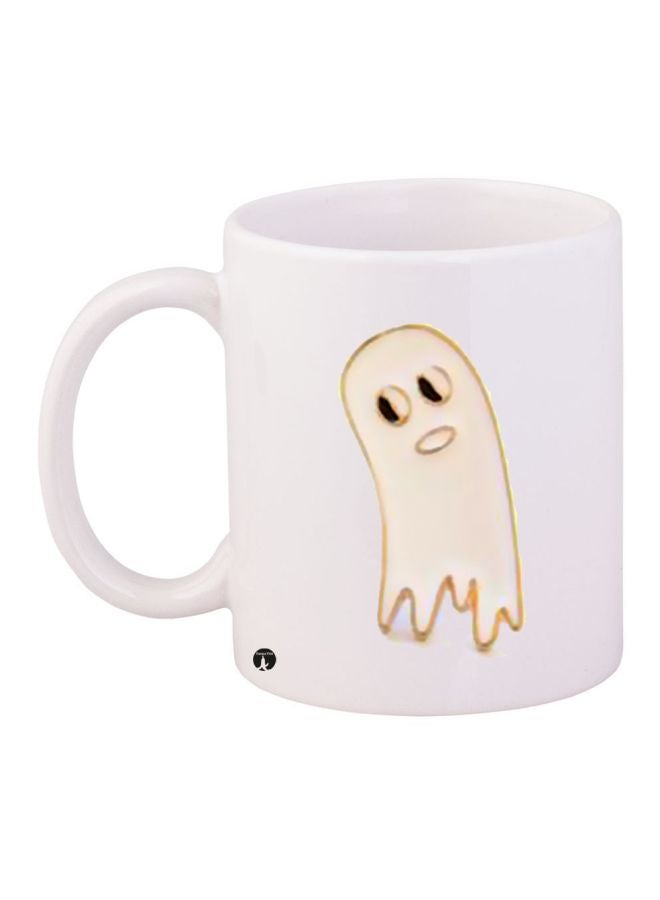 RYN Cartoon Printed Coffee Mug White/Beige/Black 11ounce