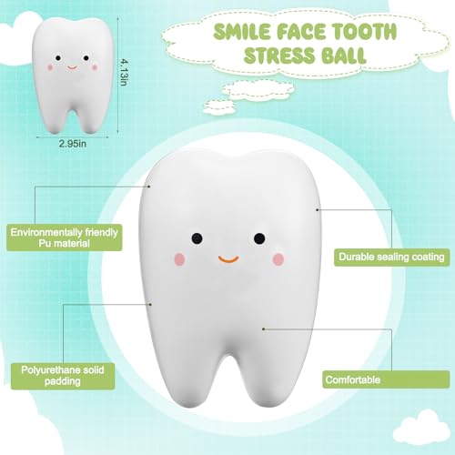 Shappy 6 Pcs Dentist Gift Teeth Jumbo Kawaii Teeth Slow Rising Squeeze Cute Tooth Cartoon Tooth Toy for Girls and Boys Soft Stress Relief Cute Squeeze Dental World Oral Health Day Gift - Image 5