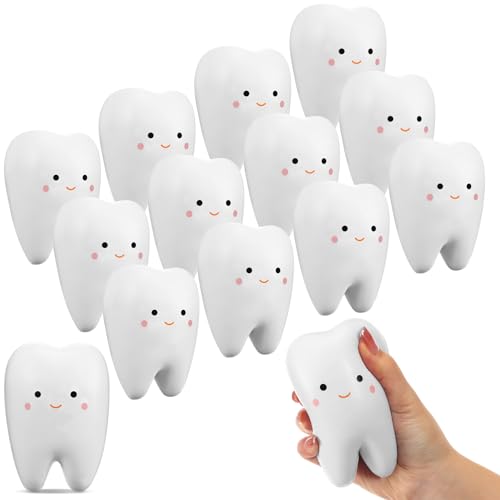Shappy 6 Pcs Dentist Gift Teeth Jumbo Kawaii Teeth Slow Rising Squeeze Cute Tooth Cartoon Tooth Toy for Girls and Boys Soft Stress Relief Cute Squeeze Dental World Oral Health Day Gift - Image 1