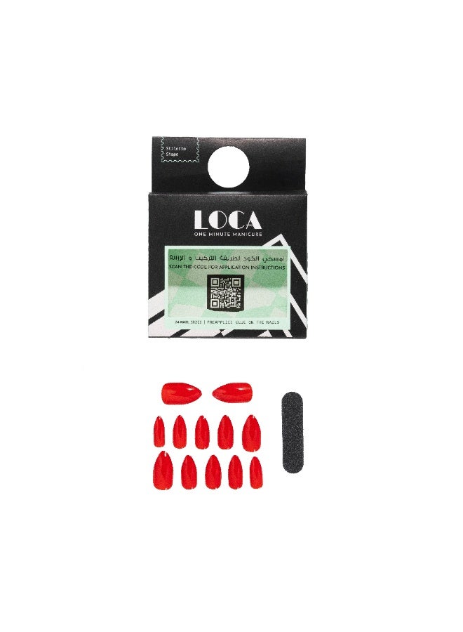 loca أظافر مضغوطة حمراء على شكل كعب عالٍ - Image 4