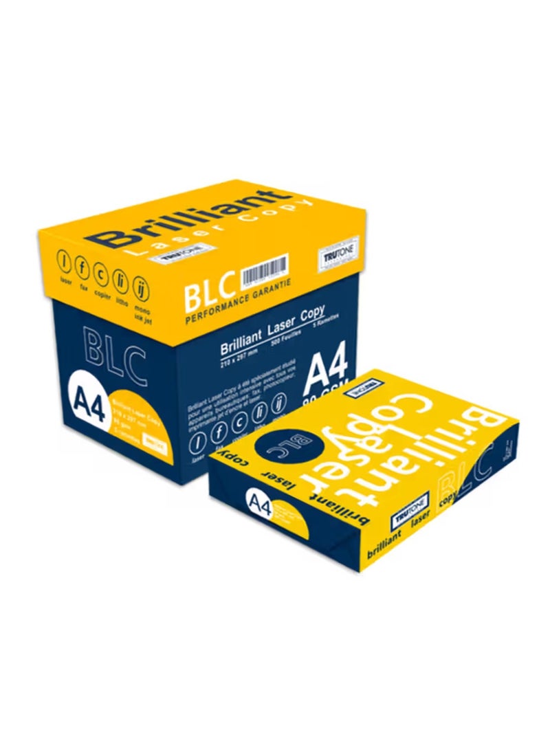 Brilliant A4 Copy Paper, 80 GSM, 5 Reams / 2500 Sheets, White - Image 1