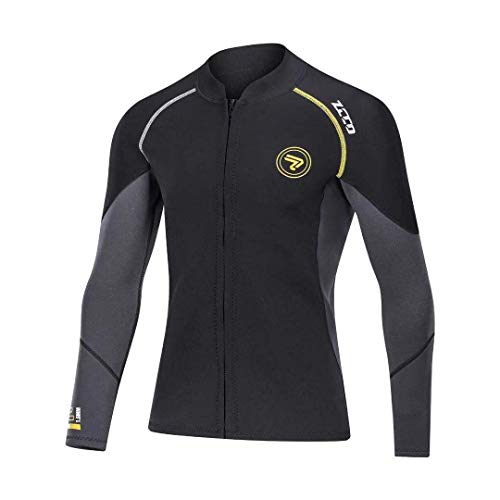 ZCCO Wetsuit Top Men's 1.5mm Neoprene Wetsuits Jacket,Front Zipper Long Sleeves Diving Suit for Swimming,Diving,Snorkeling,Scuba,Surfing (1.5MM-Black, Medium) - Image 1