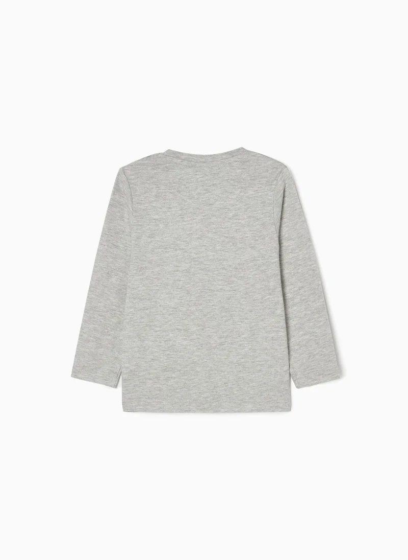 Zippy Long Sleeve Cotton T-shirt for Baby Boys 'Racing Cars', Grey