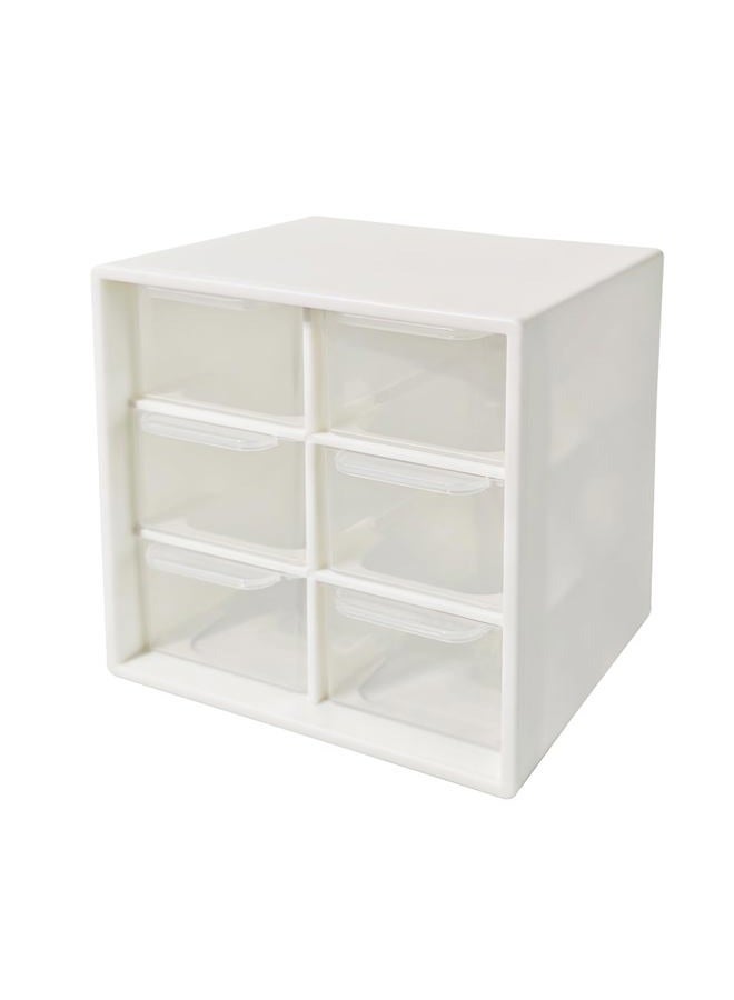 Nirvany Small Drawer Organizer for Desk, 4.7" x 4.7" x 3.8" Mini Desktop Drawer Organizer with 6 Clear Drawers (Pink) - Image 1