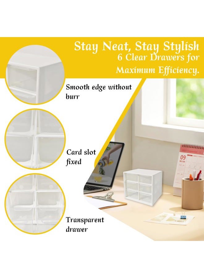Nirvany Small Drawer Organizer for Desk, 4.7" x 4.7" x 3.8" Mini Desktop Drawer Organizer with 6 Clear Drawers (Pink) - Image 3