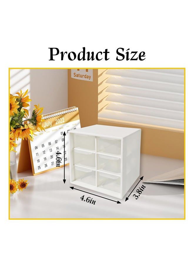 Nirvany Small Drawer Organizer for Desk, 4.7" x 4.7" x 3.8" Mini Desktop Drawer Organizer with 6 Clear Drawers (Pink) - Image 2
