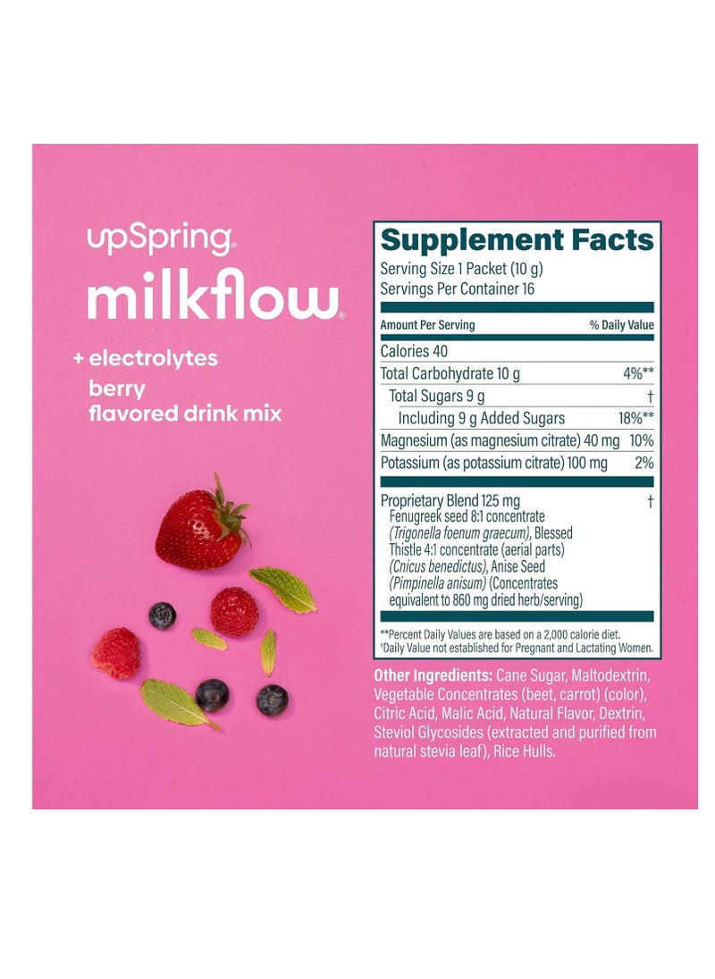 UpSpring - Upspring Milkflow Electrolyte Lactation supplement 16 packets  Berry Flavor - Image 1
