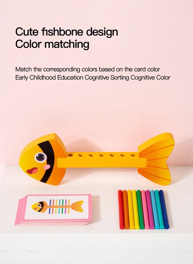 Color Cognitive Toys for Kids, Color Sorting Fish Bone Pairing Game, for Preschool Learning Color Classification and Sensory Game Set  - Image 3