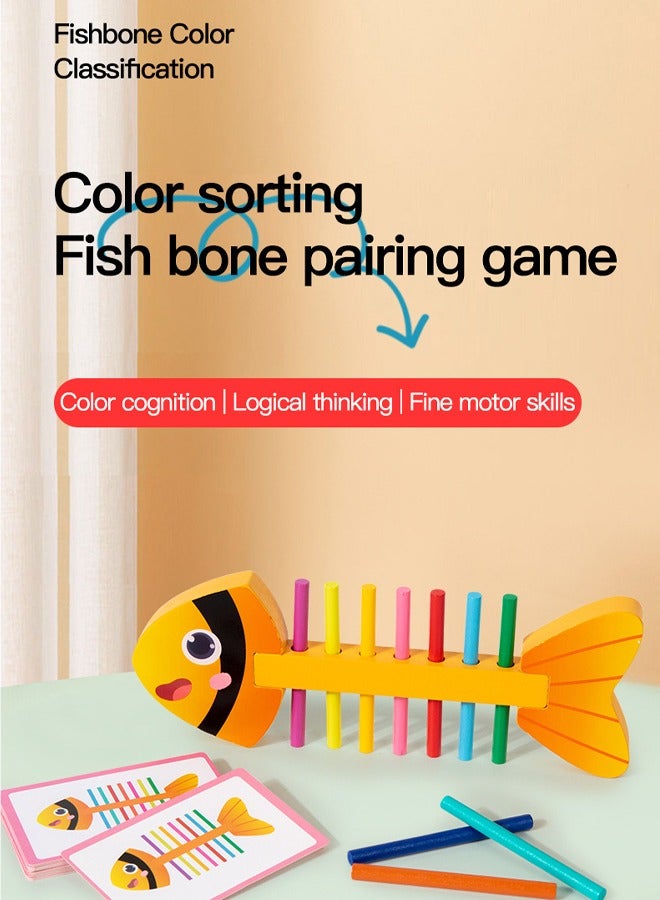 Color Cognitive Toys for Kids, Color Sorting Fish Bone Pairing Game, for Preschool Learning Color Classification and Sensory Game Set  - Image 2