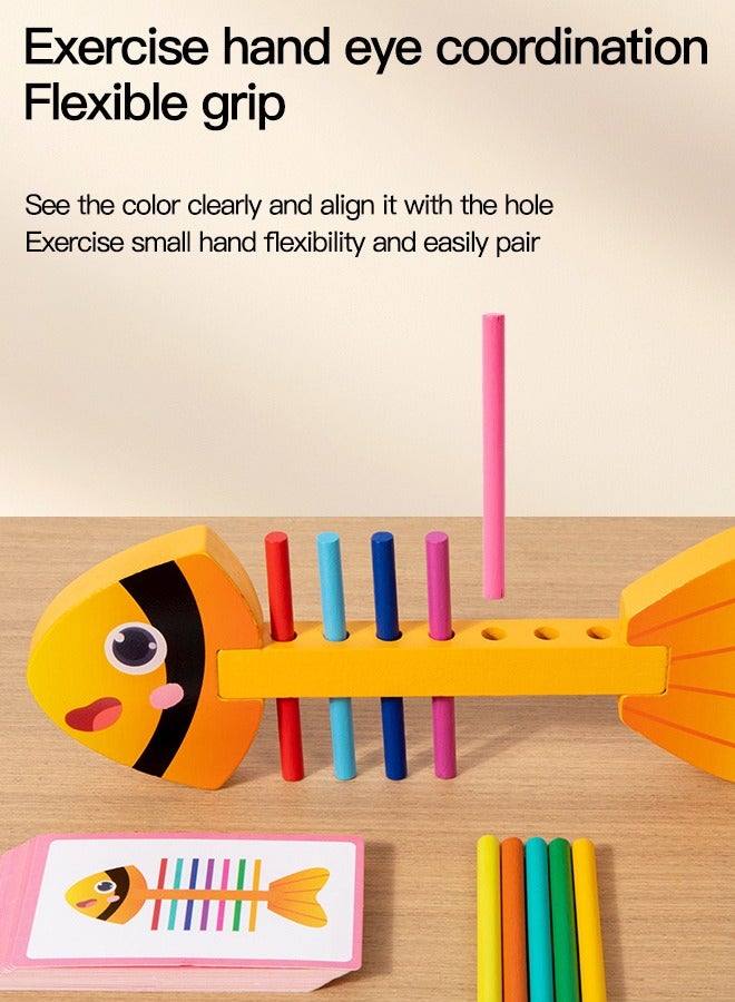Color Cognitive Toys for Kids, Color Sorting Fish Bone Pairing Game, for Preschool Learning Color Classification and Sensory Game Set  - Image 4