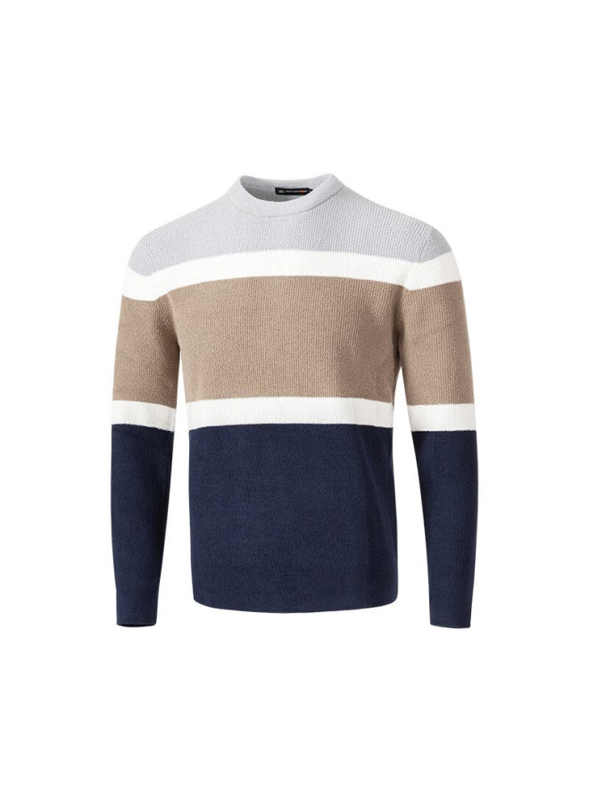 Wendao Chenille Striped Colorblock Crew Neck Sweater 88076 XL