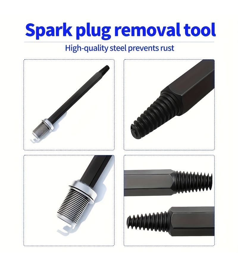 Spark Plug Removal Tool Kit Tapered Cone Extractor Broken Screws Cars Black - Image 4