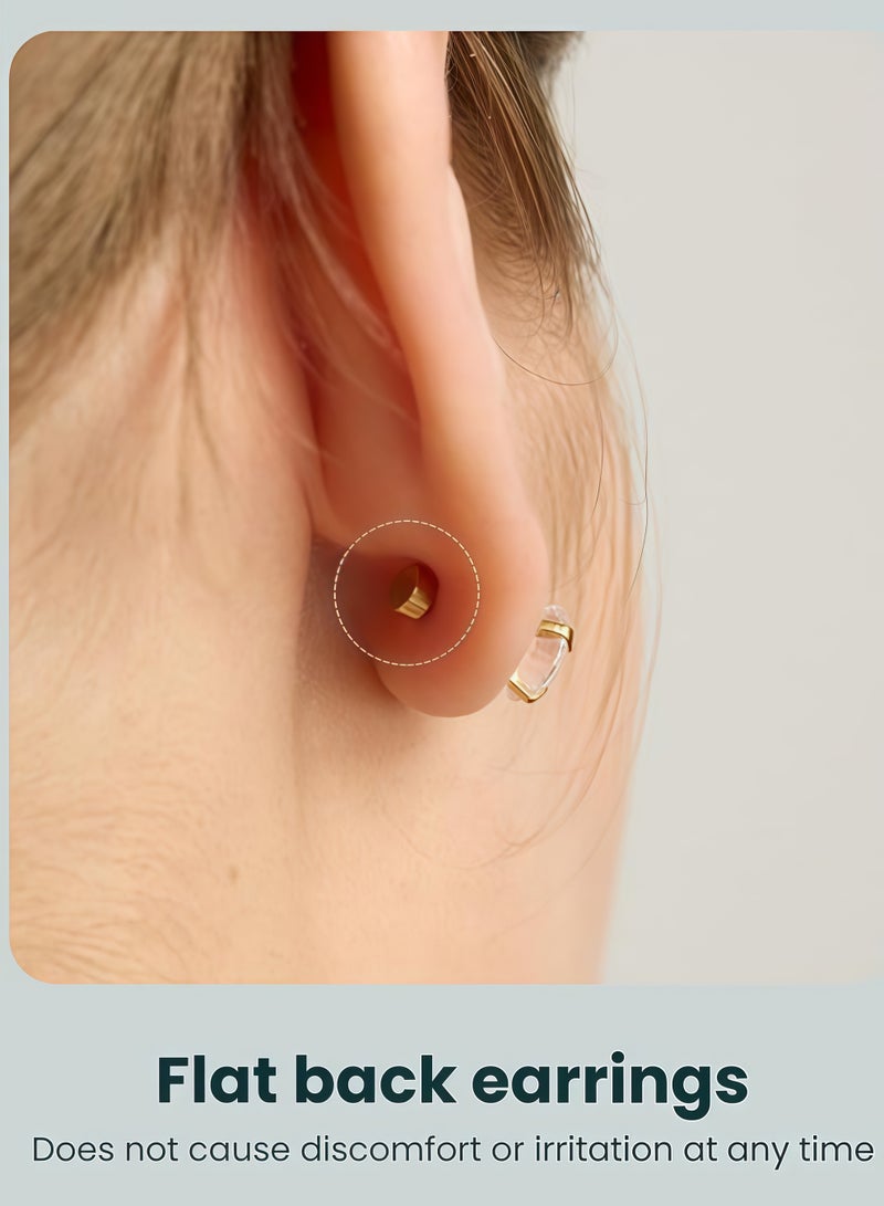 Stud Earrings 6 Pairs Hoop Earrings Set Women Girls, Stainless Steel Piercing Jewelry 6 Size AAA Zircon With Round Cake Ear Stud Earrings 4-Claw Grab Zircon Ear Bone Stud (Gold) - Image 3