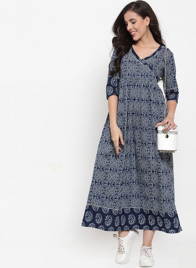 Indibelle Women Blue Printed Maxi Dress - Image 5