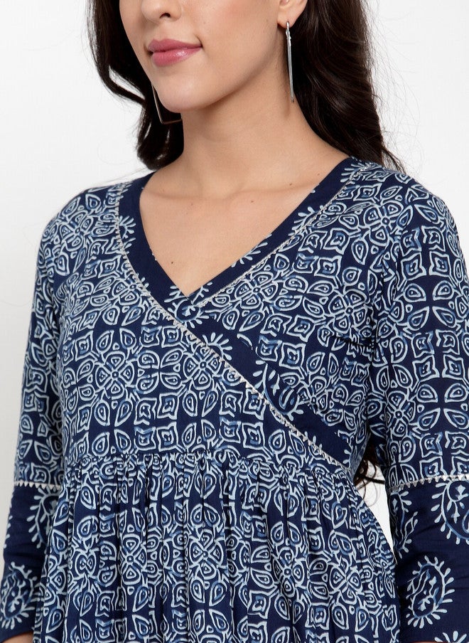Indibelle Women Blue Printed Maxi Dress - Image 2