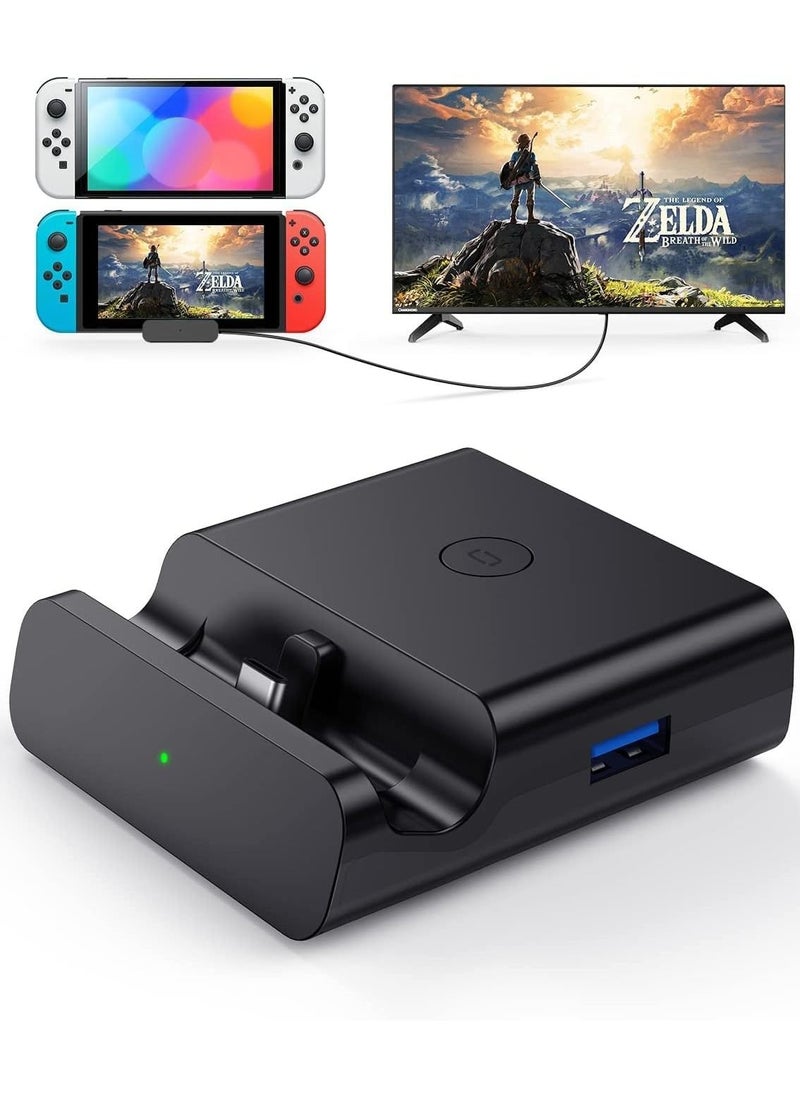 XICEN - For Switch Dock Nintendo Switch/Switch OLED,NEWDERY Portable Dock Charging Station,Switch Docking Station Replacement (No Charger and HDMI Cable),Perfect Nintendo Switch Accessories (Black) - Image 1