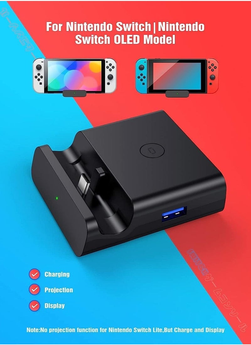 XICEN - For Switch Dock Nintendo Switch/Switch OLED,NEWDERY Portable Dock Charging Station,Switch Docking Station Replacement (No Charger and HDMI Cable),Perfect Nintendo Switch Accessories (Black) - Image 1