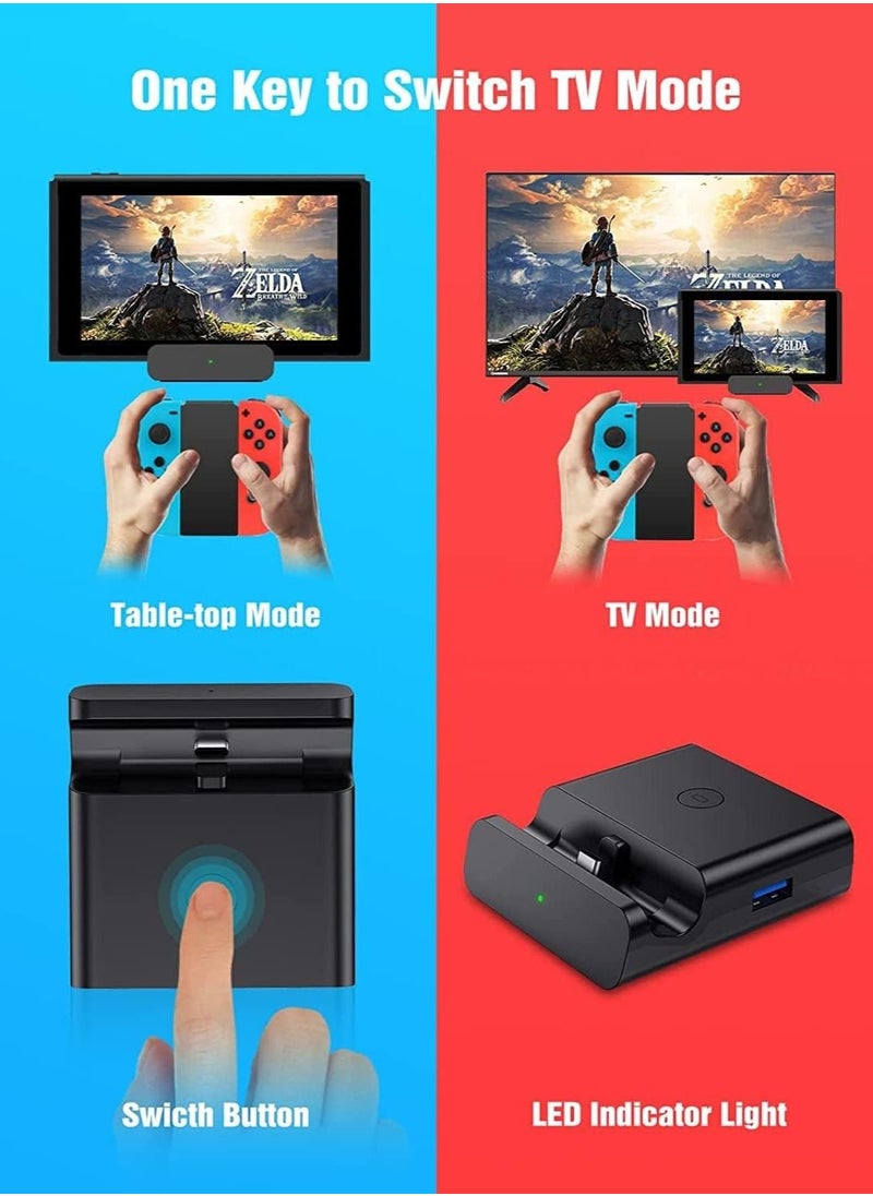 XICEN - For Switch Dock Nintendo Switch/Switch OLED,NEWDERY Portable Dock Charging Station,Switch Docking Station Replacement (No Charger and HDMI Cable),Perfect Nintendo Switch Accessories (Black) - Image 1
