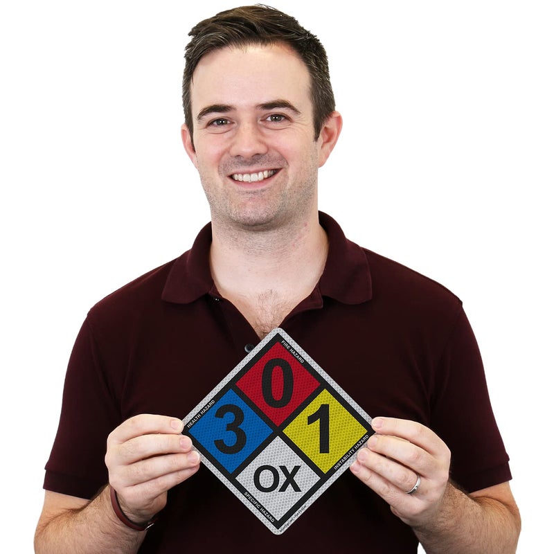 SmartSign - مجموعة لافتات مغناطيسية S-5542 NFPA (لافتة، أرقام ورموز) | 10" مربع 3M عاكس عالي الكثافة باللون الأسود/الأزرق/الأحمر/الأصفر على الأبيض - Image 4