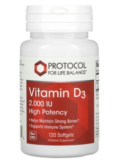 Protocol For Life Balance Vitamin D3 High Potency 2000 IU 120 Softgels 