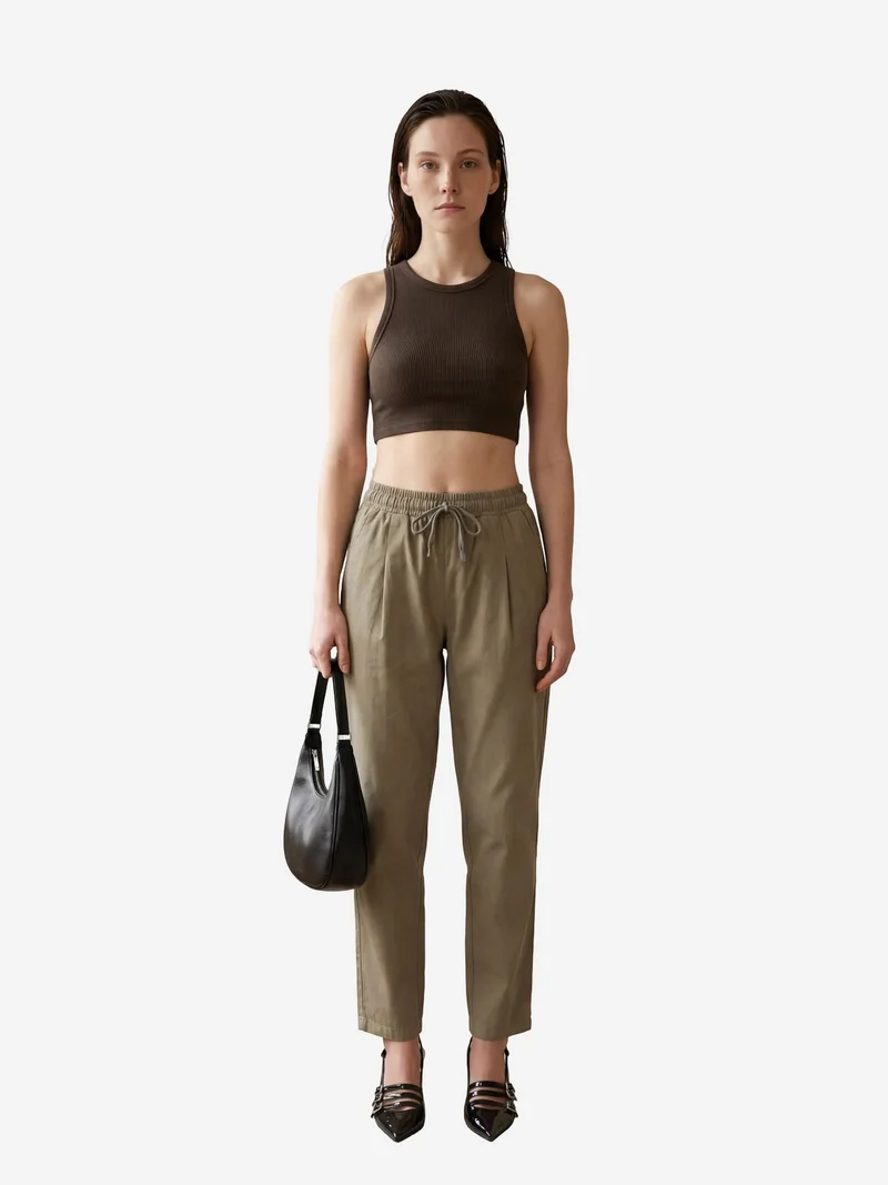 MY FASHION Ankle Length Drawstring Waist Pants with Pocket