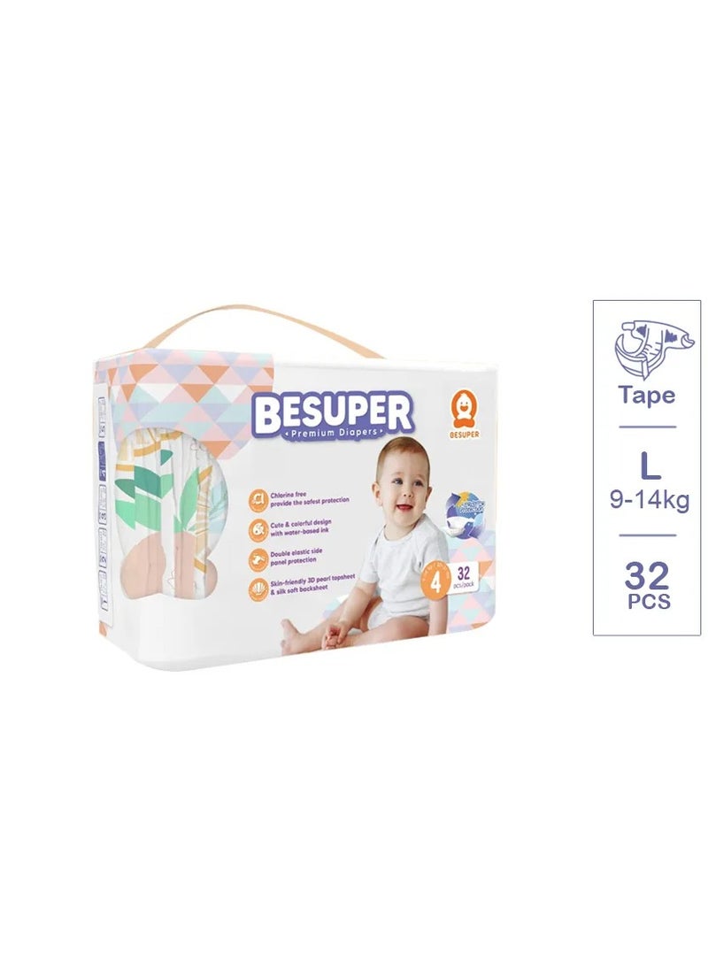 Besuper Baby Diapers Size 4 Large , 9 - 14 Kg, (32 Pcs Per Pack) - pzsku/ZC718B689411977A90720Z/45/_/1737443208/d744f54a-8baf-4d87-ac2c-5196939ef7f1