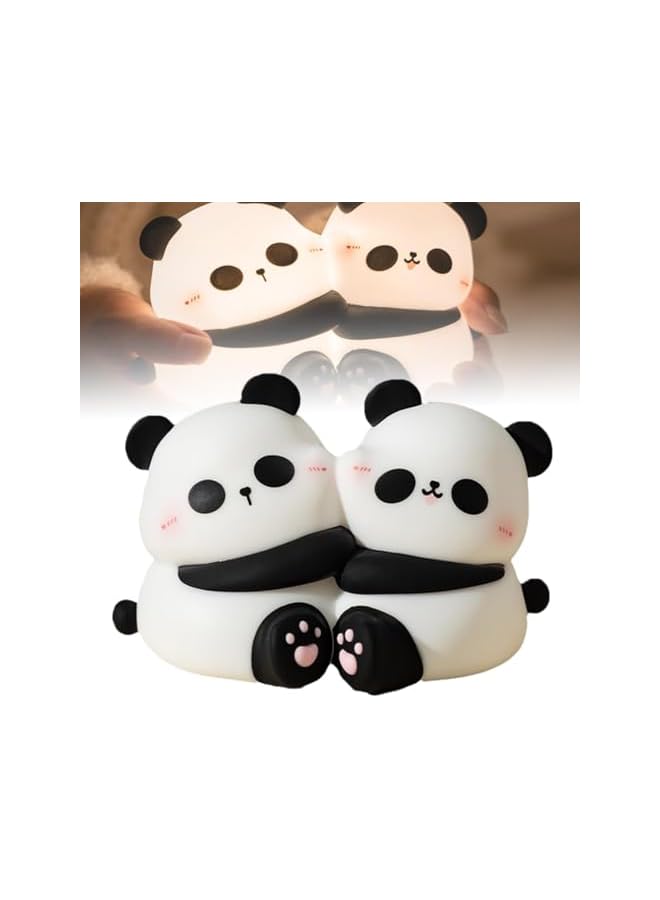 The Bros Night Light, Panda Hug Night Light, Silicone Bedside Panda Hug Touch Light with 30 Min Timer, 3 Level Dimmable, Hidden Indicator Light, Portable Rechargeable Pat Light for Living Room, Bedroom - Image 2