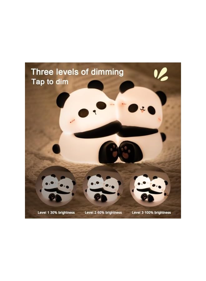 The Bros Night Light, Panda Hug Night Light, Silicone Bedside Panda Hug Touch Light with 30 Min Timer, 3 Level Dimmable, Hidden Indicator Light, Portable Rechargeable Pat Light for Living Room, Bedroom - Image 3