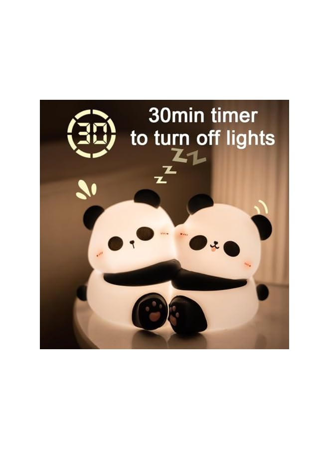 The Bros Night Light, Panda Hug Night Light, Silicone Bedside Panda Hug Touch Light with 30 Min Timer, 3 Level Dimmable, Hidden Indicator Light, Portable Rechargeable Pat Light for Living Room, Bedroom - Image 5