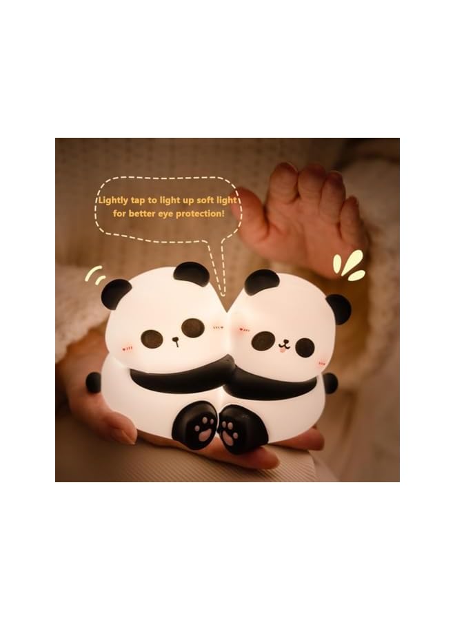 The Bros Night Light, Panda Hug Night Light, Silicone Bedside Panda Hug Touch Light with 30 Min Timer, 3 Level Dimmable, Hidden Indicator Light, Portable Rechargeable Pat Light for Living Room, Bedroom - Image 4