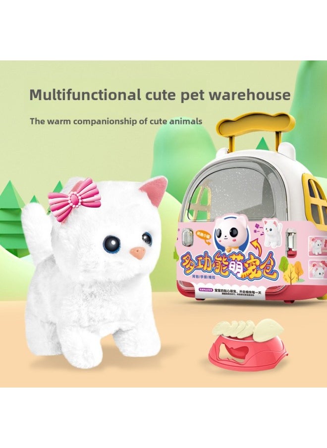 Children's Electric Simulation Sound Plush Cute Pet Rabbit Dog Cat Toy Portable Storage Rocket Station Pet Cabin-Color:(Electric Plush Dog) Rocket Cute Pet Station  - Image 2