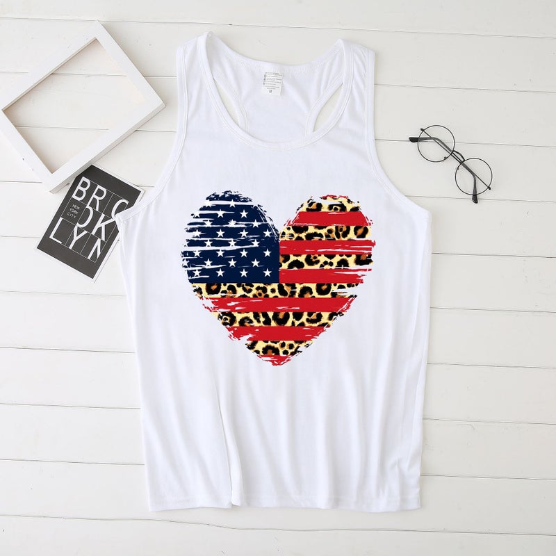 Summer Fashion Trend Urban Leisure 2021 European and American Vest Love Art Printed Pattern Men's and Women's Style - Image 3