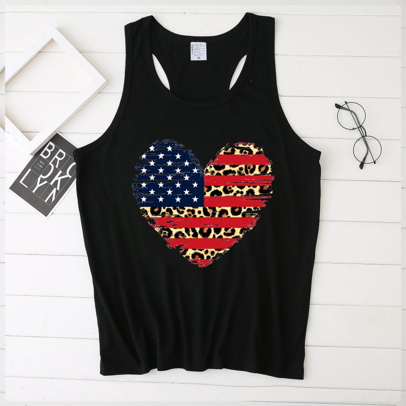 Summer Fashion Trend Urban Leisure 2021 European and American Vest Love Art Printed Pattern Men's and Women's Style - Image 4