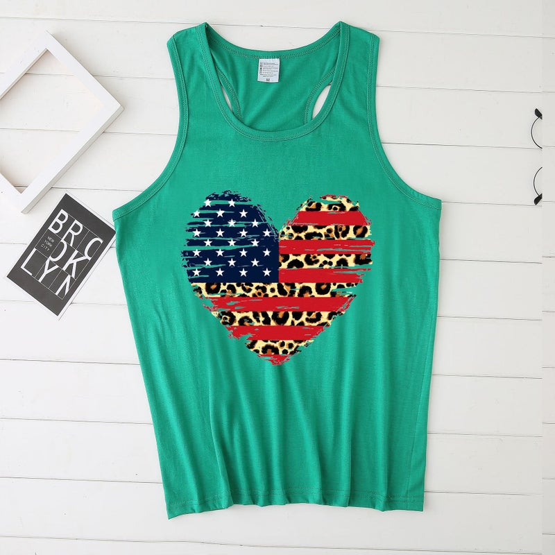 Summer Fashion Trend Urban Leisure 2021 European and American Vest Love Art Printed Pattern Men's and Women's Style - Image 1
