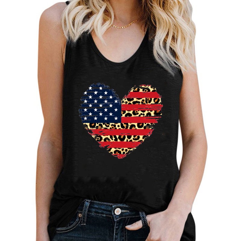 Summer Fashion Trend Urban Leisure 2021 European and American Vest Love Art Printed Pattern Men's and Women's Style - Image 2