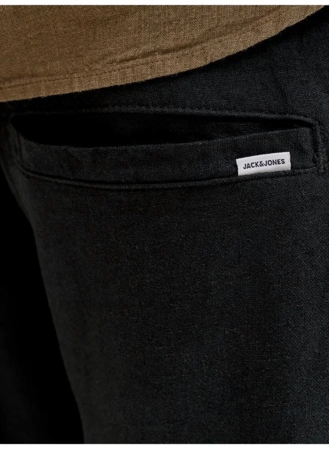 JACK & JONES Black Linen Blend Wide Leg Jogger for Men | Best Price UAE