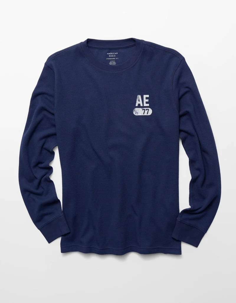 American Eagle  AE Icon Long Sleeve Thermal T-Shirt for Men | Best Price UAE