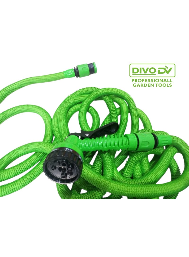 ديفو خرطوم تمدد سحري للحديقة بطول 22.5 متر / 75 قدم مع مسدس رش متعدد الوظائف – DVO714-88 من DVO – خرطوم قابل للتمدد والانكماش تلقائيًا – ضغط عالي – مقاوم للالتواء والعقد - Image 2