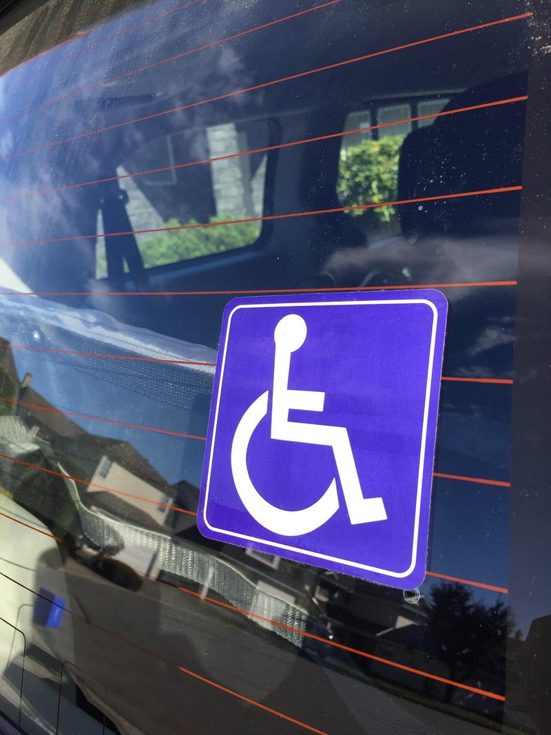 Rockmount Electronics Outdoor/Indoor (4 Pack) 3.5 X 3.5 Handicap Disabled Wheelchair Symbol Window Door Bumper Sticker Decals - Back Self Adhesive Vinyl - Image 3