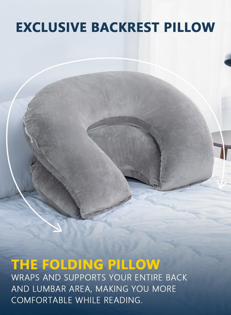 INSEN Reading Pillow, Back Pillow for Sitting in Bed and Couch, Gaming Pillow for Adults, Sit Up Support for Bed, Grey - Image 5