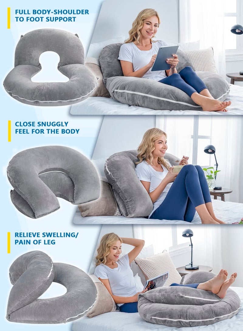 INSEN Reading Pillow, Back Pillow for Sitting in Bed and Couch, Gaming Pillow for Adults, Sit Up Support for Bed, Grey - Image 3
