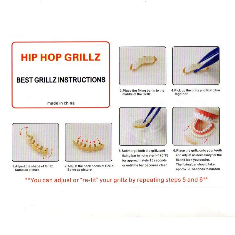 LuReen Silver 6 Teeth Grillz Hip Hop Joker Diamond Top & Bottom Teeth Caps Grillz Set for Teeth Rapper Costume Cosplay - Image 5