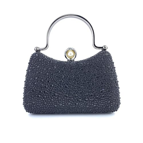 zebrum Womens Evening Clutch Bag Designer Evening Handbag Hand Bag,Lady Party Wedding Clutch Purse(Fully rhinestones-Black) - Image 1