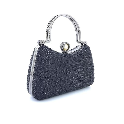 zebrum Womens Evening Clutch Bag Designer Evening Handbag Hand Bag,Lady Party Wedding Clutch Purse(Fully rhinestones-Black) - Image 3