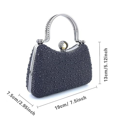 zebrum Womens Evening Clutch Bag Designer Evening Handbag Hand Bag,Lady Party Wedding Clutch Purse(Fully rhinestones-Black) - Image 5