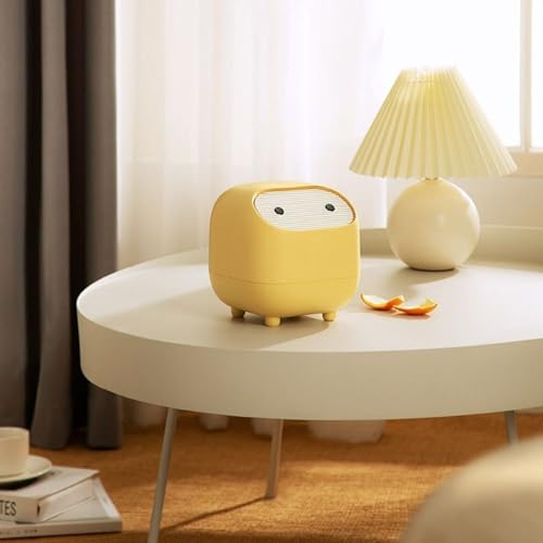 Soko Cute Portable Mini Trash Can, Small One-Key Press Plastic Fancy Desktop Dustbin Waste/Garbage Disposal for Home, Office, Bathroom, Bedroom, Kitchen, Work, Study Table - Yellow - Image 1