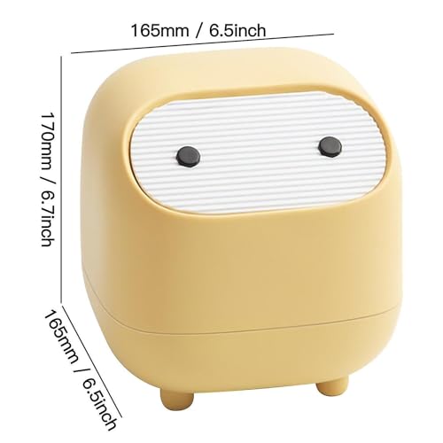 Soko Cute Portable Mini Trash Can, Small One-Key Press Plastic Fancy Desktop Dustbin Waste/Garbage Disposal for Home, Office, Bathroom, Bedroom, Kitchen, Work, Study Table - Yellow - Image 3